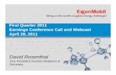 First Quarter 2011 Earnings Conference Call and …cdn.exxonmobil.com/~/media/Global/Files/Earnings/2011/news...First Quarter 2011 Earnings Conference Call and Webcast ... Iraq West