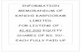 INFORMATION MEMORANDUM OF KANCHI … memorandum of kanchi karpooram limited for listing of - 41,42,200 equity shares of rs. 10/- each fully paid up