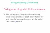 The string-matching automaton is very efficient: it ...web.cs.mun.ca/~wang/courses/cs6783-13f/n2-string-1.pdf• The string-matching automaton is very efficient: ... reads input character