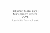 CitiDirect Global Card Management System (GCMS) Global Card Management System (GCMS) Running the Expense Report