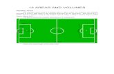 13 AREAS AND VOLUMES - Wikispaces · 13 AREAS AND VOLUMES FOOTBALL PITCH The average surface area of a football pitch is 100m x 60m. ... CUBOID The cuboid area is the sum of its six