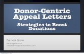 Donor-Centric Appeal Letters Mail Fundraising Course...Donor-Centric Appeal Letters Strategies to Boost Donations Pamela Grow pamelagrow.com simpledevelopmentsystems.com ... The Bee