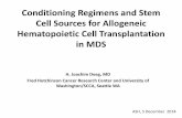 Conditioning Regimens and Stem Cell Sources for …€¦ ·  · 2014-12-05Cell Sources for Allogeneic Hematopoietic Cell Transplantation in MDS ... CSP MMF TBI 2Gy PBSC ... • Results