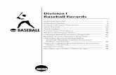 Division I Baseball Recordsfs.ncaa.org/Docs/stats/baseball_RB/2012/D1.pdf · Division I Baseball Records ... Individual hit by pitch and sacrifice hits ... Andy Sawyers, Nebraska