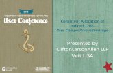 Consistent Allocation of Indirect Cost- · Consistent Allocation of Indirect Cost- Your Competitive Advantage Presented by CliftonLarsonAllen LLP . Veit USA