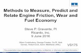Methods to Measure, Predict, and Relate Friction, Wear, and Fuel Economy ·  · 2016-06-23Methods to Measure, Predict and Relate Engine Friction, Wear and Fuel Economy. Steve P.