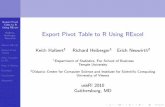 Export Pivot Table to R Using RExcel · Export Pivot Table to R Using RExcel Halbert, Heiberger, Neuwirth About RExcel About Pivot Tables Why Transfer to R? How it Works Example Conclusion