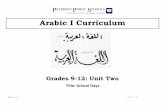 Arabic I Curriculum - Paterson School District languages/curriculum... · The Arabic Program at Paterson Public Schools will focus on acquiring communication skills and cultural exposure.