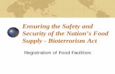 Ensuring the Safety and Security of the Nation’s Food ... the Safety and Security of the Nation’s Food Supply - Bioterrorism Act ... Tea Association of the USA as Agent