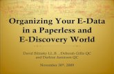Organizing Your E-Data in a Paperless and E-Discovery World · Organizing Your E-Data in a Paperless and E-Discovery World David Bilinsky LL.B. , Deborah Gillis QC and Darlene Jamieson