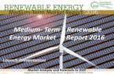 Medium- Term Renewable Energy Market Report 2016€¦ · Medium- Term Renewable Energy Market Report 2016 ... China remains key growth market for renewable capacity, while the United