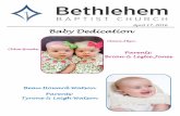 Baby Dedication - Bethlehem Baptist Church - Headland, …€¦ · Bethlehem Baptist Spring Blood Drive ... Hubert Williams ... John Gabrielle, Johnny Ray McQuain, Margaret Pitchford,