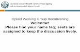 Opioid Working Group Reconvening Welcome! Please … · Opioid Working Group Reconvening . Welcome! Please find your name tag; ... Guidelines specifically for people now on opioids