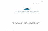 Job Evaluation Questionnaire - Vancouver Island … · Web viewCUPE JOINT JOB EVALUATION POSITION QUESTIONNAIRE POSITION TITLE: DEPARTMENT: Table of Contents INSTRUCTIONS FOR COMPLETING