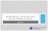 DODGEBALL POLICIES AND RULES PRESENTATION · DODGEBALL PRESENTATION • This presentation is in place of the managers meeting • It is highly recommended that all participants review
