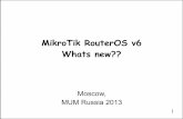 MikroTik RouterOS v6 Whats new??mum.mikrotik.com/presentations/RU13/megis.pdfMikroTik RouterOS v6 Whats new?? Moscow, MUM Russia 2013. 2 ... System/Certificates#SCEP. 34 Wireless …