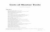 Lists of Mentor Texts - Routledgecw.routledge.com/textbooks/eresources/9781596671959/Morris_Mentor... · Lists of Mentor Texts (organized by ... Animalia. Breathed, Berkeley. The