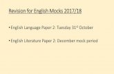 Revision for English Mocks 2017/18 - Imberhorne School Revision Oct 2017... · Revision for English Mocks 2017/18 ... English Revision Session 1. What are you being examined on? 2.