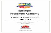 Springer Preschool Academy - WordPress.com · pg. 2 Springer Preschool Academy Parent Handbook Table of Contents Welcome to our Preschool Lab School ..... 2