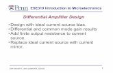 Differential Amplifier Designese319/Lecture_Notes/Lec_14... ·  · 2009-10-30Differential Amplifier Design ... CMRR≈20log 10 9.5 0.005 ≈66dB “Scope” output B at collector