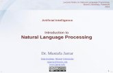 Natural Language Processing Intro - Prof. Mustafa Jarrar … ·  · 2015-02-21Lecture Notes on Natural Language Processing, Birzeit University, Palestine 2014 ... like English, Arabic,