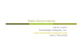 Data Governance · Risk and Governance Objectives of Governance: Identify explicit and hidden risks associated with data expectations Actualize implementation of business policy