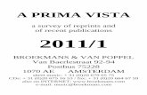 of recent publications 2011/1 CONTENTS A PRIMA VISTA 2011/1 PAGE HEADING 03 ...