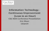 Continuous Improvement (Lean in an Hour) - AOA Technology ‐ Continuous Improvement (Lean in an Hour) CSU AOA Conference Presentation Eric Olsen 13Jan14 01