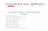 October 2017 Forthcoming Titles - Mysterious Galaxy 2017...October 2017 Forthcoming Titles Mystery/Suspense Adams, Ellery, ... Donwood, Stanley, Catacombs of Terror! TP Doyle, Arthur