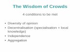 The Wisdom of Crowds - Glasgow Centre for Population … · The Wisdom of Crowds 4 conditions to be met • Diversity of opinion • Decentralisation (specialisation + local knowledge)