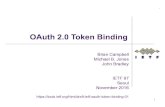 OAuth 2.0 Token Binding - IETF | Internet Engineering … Binding for Access Tokens l Section 3 of draft-ietf-oauth-token-binding-01 l Binds the access token to the token binding key