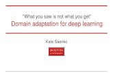 “What you saw is not what you get” Domain adaptation for deep learning ·  · 2017-01-13“What you saw is not what you get” Domain adaptation for deep learning. Kate Saenko.