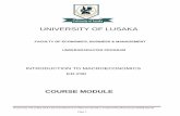 UNIVERSITY OF LUSAKA · University of Lusaka, ECF 110: Introduction to Macroeconomics, ... The aggregate will be covered in detail in other lectures.