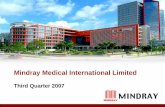 Mindray Medical International Limited - IIS Windows Serverlibrary.corporate-ir.net/.../items/307784/mindraypresentationq3007.pdf · ... new product development and commercial launch