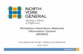 Workplace Hazardous Materials Information System (WHMIS)€¦ · Workplace Hazardous Materials Information System (WHMIS) ... Refer to Material Safety Data Sheet ... • Workplace