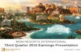 MGM Resorts International Second Quarter 2016 … Third Quarter Highlights Diluted earnings per share was $0.93, including $0.60 related to a $430 million gain on Borgata acquisition