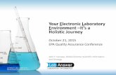 Your Electronic Lab Environment - US EPA · Management ” “Sample ... Informatics System Characterization LIMS Research ELN Analytical ELN SDMS ... Your Electronic Lab Environment