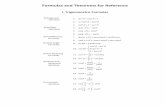 Formulas and Theorems for Referencecindycarlson.weebly.com/uploads/1/8/2/4/1824363/formulastheorems... · Formulas and Theorems for Reference I. Trigonometric Formulas Pythagorean