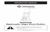 H4905A Hydraulic Sign Post Puller - W. W. Grainger · H4905A Hydraulic Sign Post Puller Greenlee / A Textron Company 3 4455 Boeing Dr. • Rockford, IL 61109-2988 USA • 815-397-7070