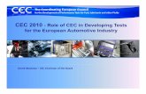 CEC - Presentation Jan 2011 · XUD9A/L 1.9 Litre 4 Cylinder indirect injection diesel engine) • CEC F-98-08 - Direct Injection, Common Rail Diesel Engine Nozzle Coking Test. •