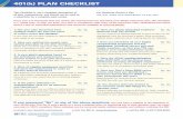 401(k) PLAN CHECKLIST - PBW 401(k) Plan Checklist.pdfsheet” listing some plan requirements, rarely consulting their document. Over time, as changes are made to the plan document,