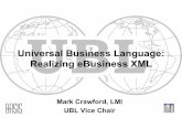 Universal Business Language: Realizing eBusiness XMLxml.coverpages.org/Crawford-UBL200212.pdf · Chemical Markup Language ... Coins: Tightly Coupled JavaBeans and XML Elements ...