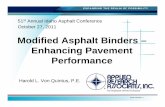 Modified Asphalt Binders – Enhancing Pavement Performance. Vo… · Modified Asphalt Binders – Enhancing Pavement Performance Harold L. Von Quintus, ... adopted the P-G specifications