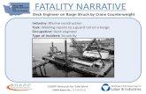 Industry: Marine construction Task: Occupation: Deck ... · FATALITY NARRATIVE Deck Engineer on Barge Struck by Crane Counterweight . SHARP-Research for Safe Work . Industry: Marine