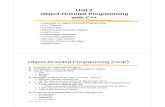 Unit 2 Object-Oriented Programming with C++tsiknis/cics216/notes/Unit2-OOProgramming.pdfUnit 2 Object-Oriented Programming with C++ ¾Overview of Object-Oriented Programming ¾C++