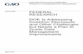 GAO-15-212, FEDERAL RESEARCH: DOE Is Addressing Invention ... · One is an audit of a sample of ... management and others within the entity who need it and in a form ... and agency