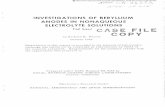 NVESTIGATIONS BERYLLIUM ANODES N NONAQUEOUS ELECTROLYTE SOLUTIONS ... · NVESTIGATIONS OF BERYLLIUM ANODES N NONAQUEOUS ELECTROLYTE SOLUTIONS Final Report CASE F by Richard E. Panzer