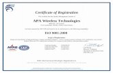 Certificate of Registration APA Wireless Technologies ISO Certificate (NSF - valid through 2018).pdf · Certificate of Registration This certifies that the Quality Management System