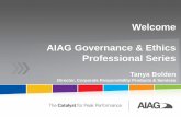 Welcome AIAG Governance & Ethics Professional …admin.aiag.org/docs/uploads/events/presentations/S15...Welcome AIAG Governance & Ethics Professional Series • This inaugural event