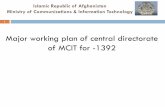 Major working plan of central directorate of MCIT for …mcit.gov.af/Content/files/Major Working Plan for Central...Major working plan of central directorate of MCIT for -1392 AFGHANISTAN